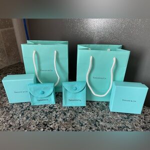 Tiffany & Co. Authentic Jewelry Boxes with Suede & Gift Bags